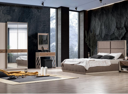 Bedroom Set Luxury Bed and Bedside table Wardrobe 3-piece Furniture